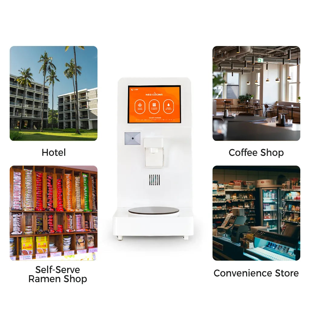 NEO CUCINA flexible and scalable ramen cooker solution for hotels, coffee shops, self-serve ramen shops and convenience stores