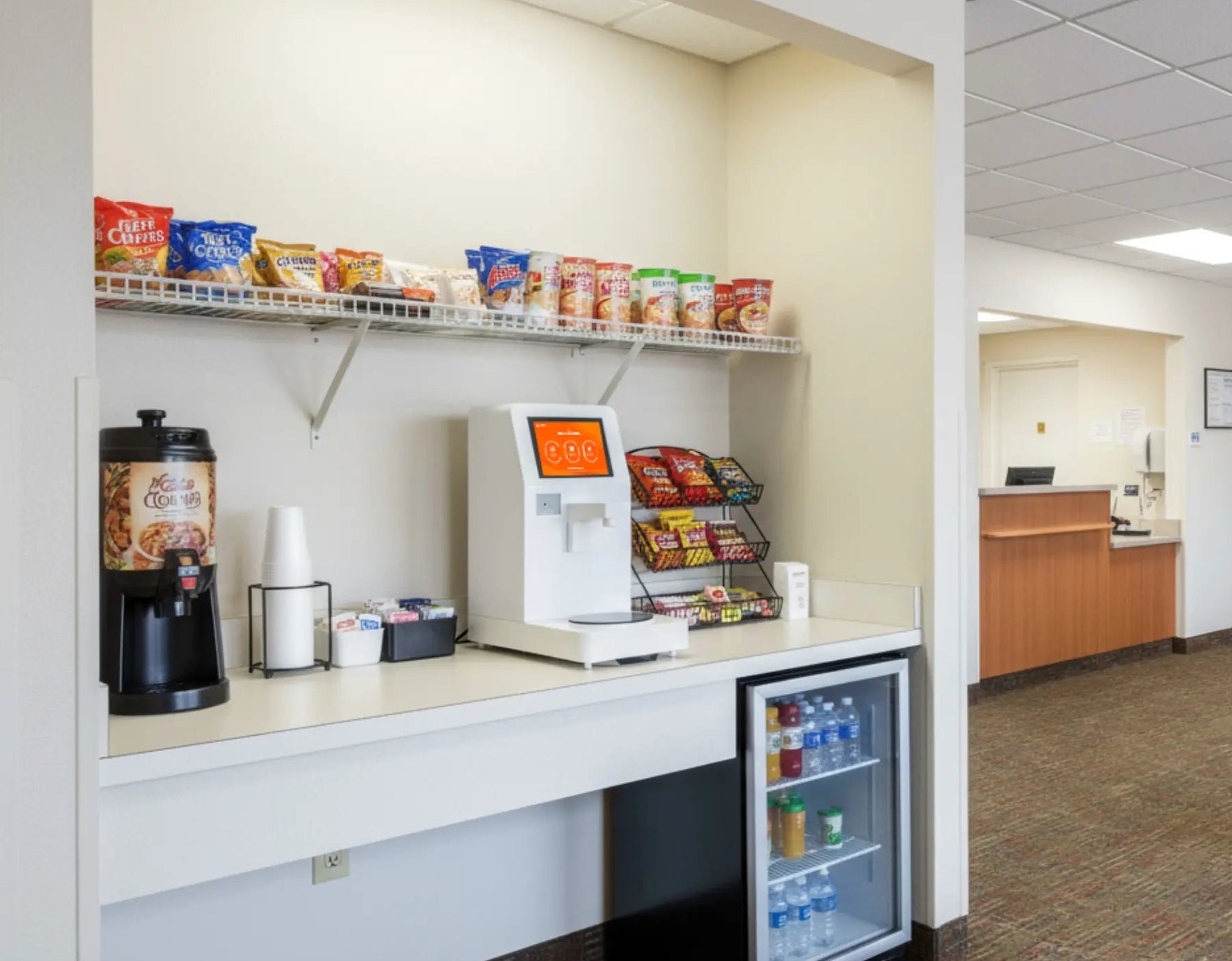 NEO CUCINA automatic ramen cooker installed in office breakroom hot food station, increasing ROI and payback speed
