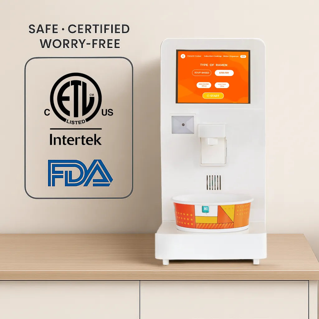 NEO CUCINA automatic ramen cooker with ETL and FDA certification for safe and worry-free commercial use