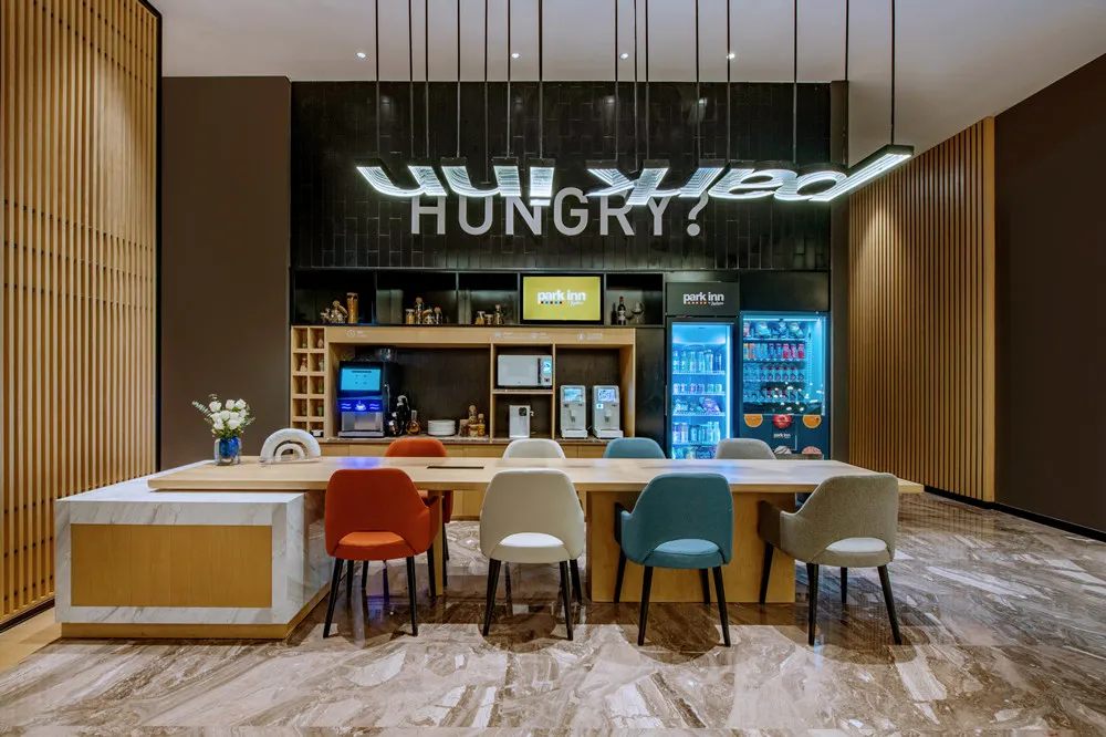 NEO CUCINA ramen cooker in hotel lounge providing 24/7 hot meals