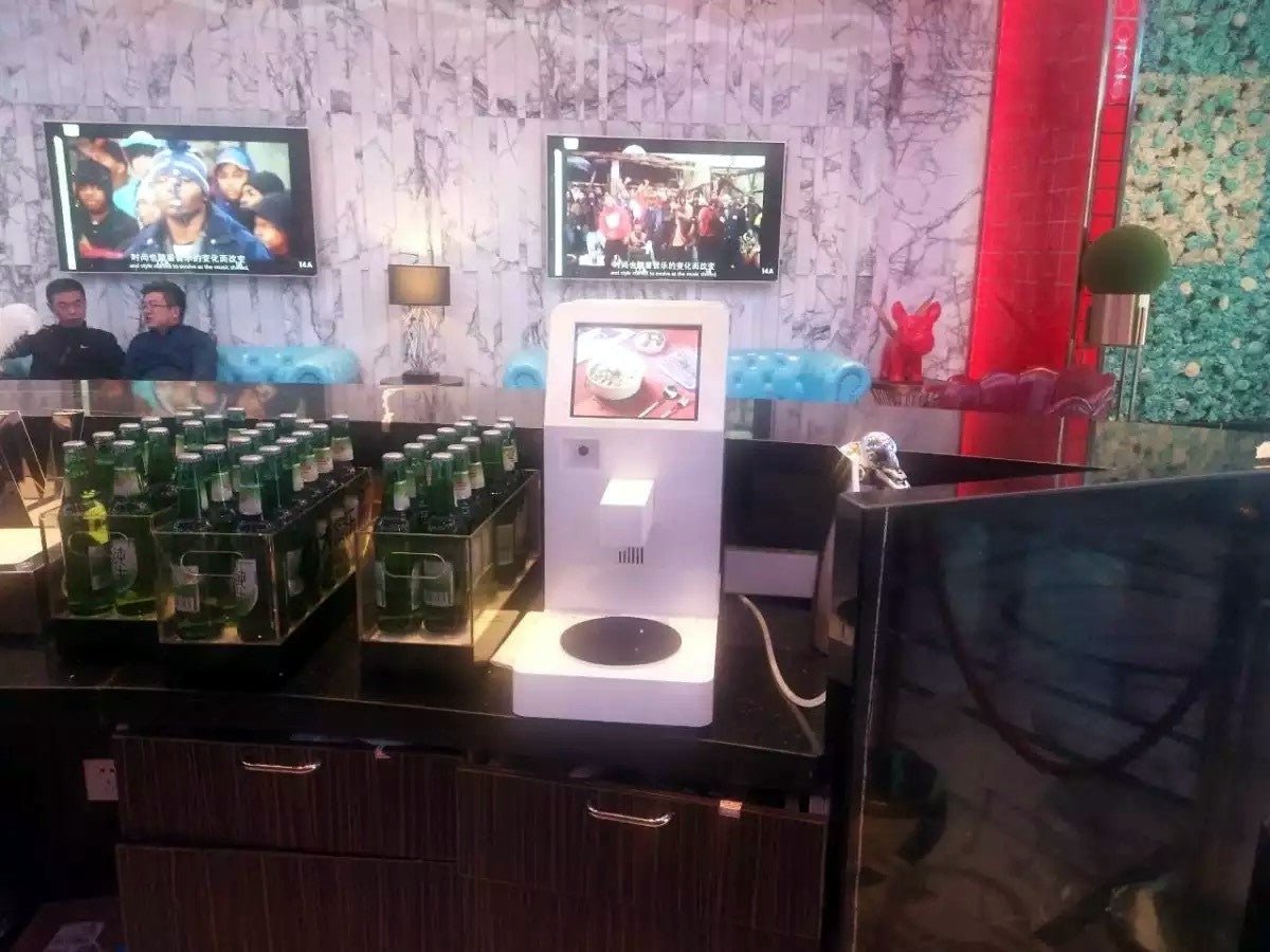 NEO CUCINA smart ramen cooker installed in a KTV venue delivering 3–5 minute hot meals.