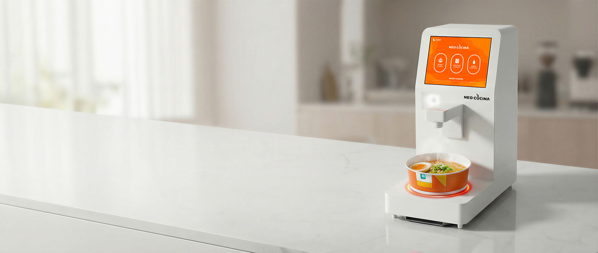 NEO CUCINA smart self-serve ramen cooker on a clean modern counter