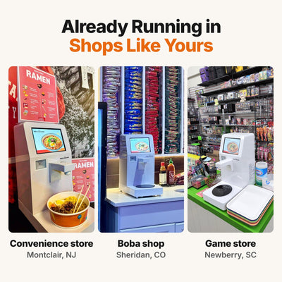 NEO CUCINA Pro running in a convenience store, a boba shop and a game store